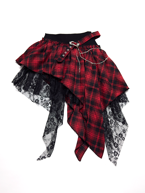 アシンメトリーチェックミニスカート