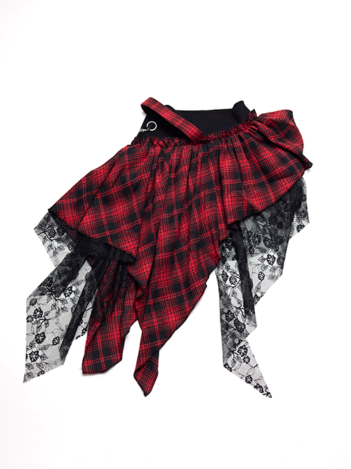 アシンメトリーチェックミニスカート