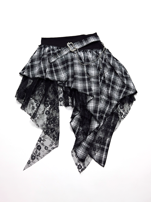 アシンメトリーチェックミニスカート