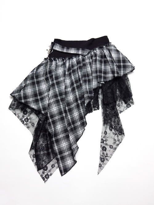 アシンメトリーチェックミニスカート