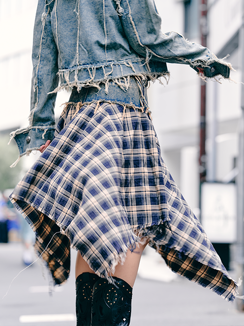 チェックラッフルスカート