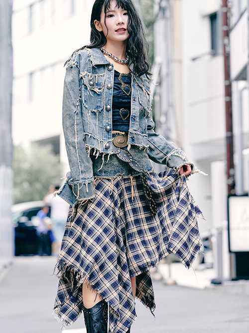 チェックラッフルスカート