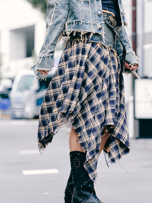 チェックラッフルスカート