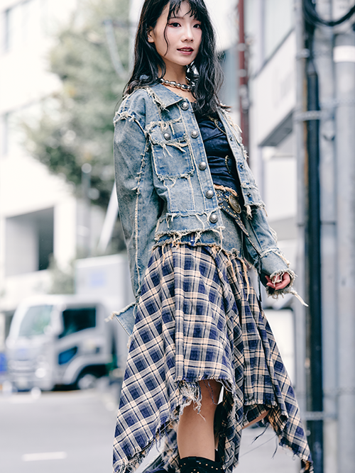 チェックラッフルスカート