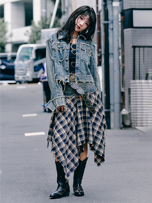 チェックラッフルスカート