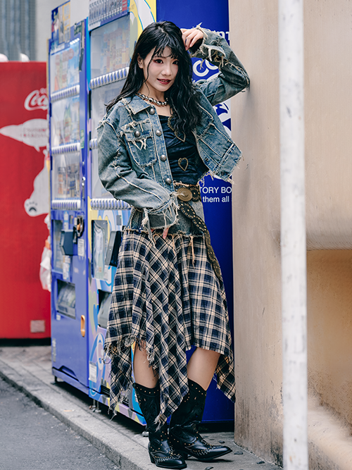 チェックラッフルスカート