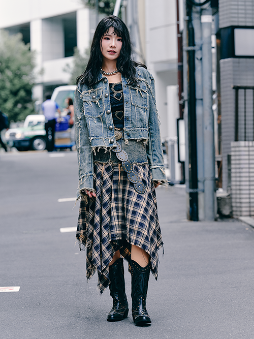 チェックラッフルスカート