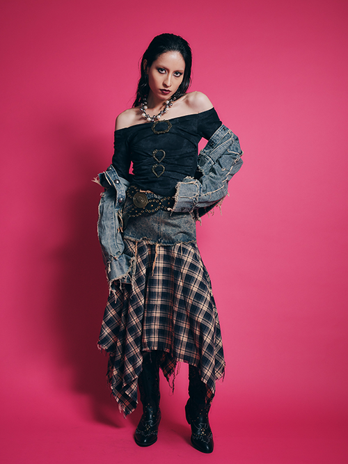 チェックラッフルスカート