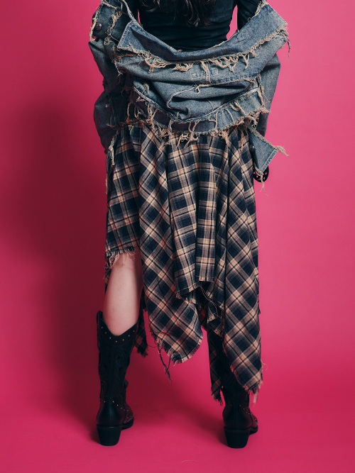 チェックラッフルスカート