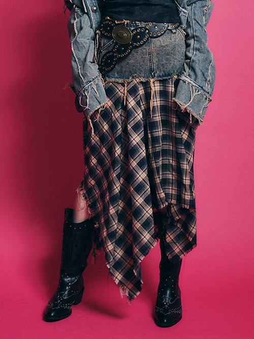 チェックラッフルスカート