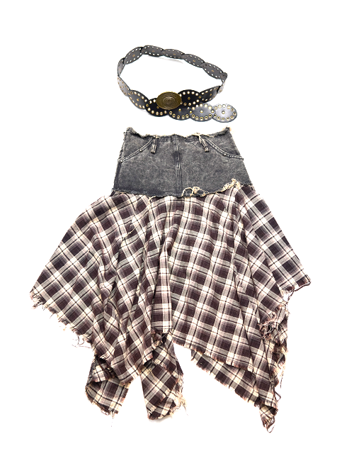 チェックラッフルスカート