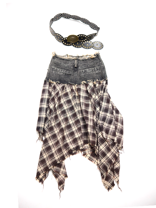 チェックラッフルスカート