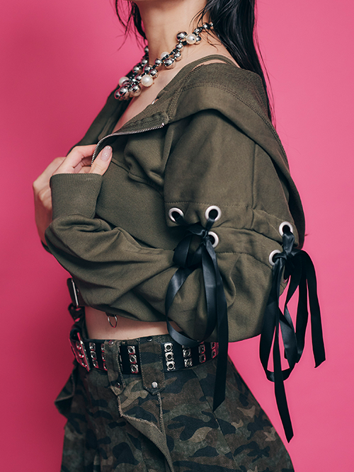 ショートフーディー・キャミセット