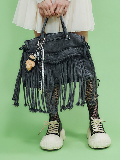 アシッドフリンジデニムBAG